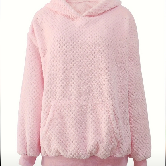 Cozy Pink Fuzzy Pull Over Hoodie - Picture 5 of 5
